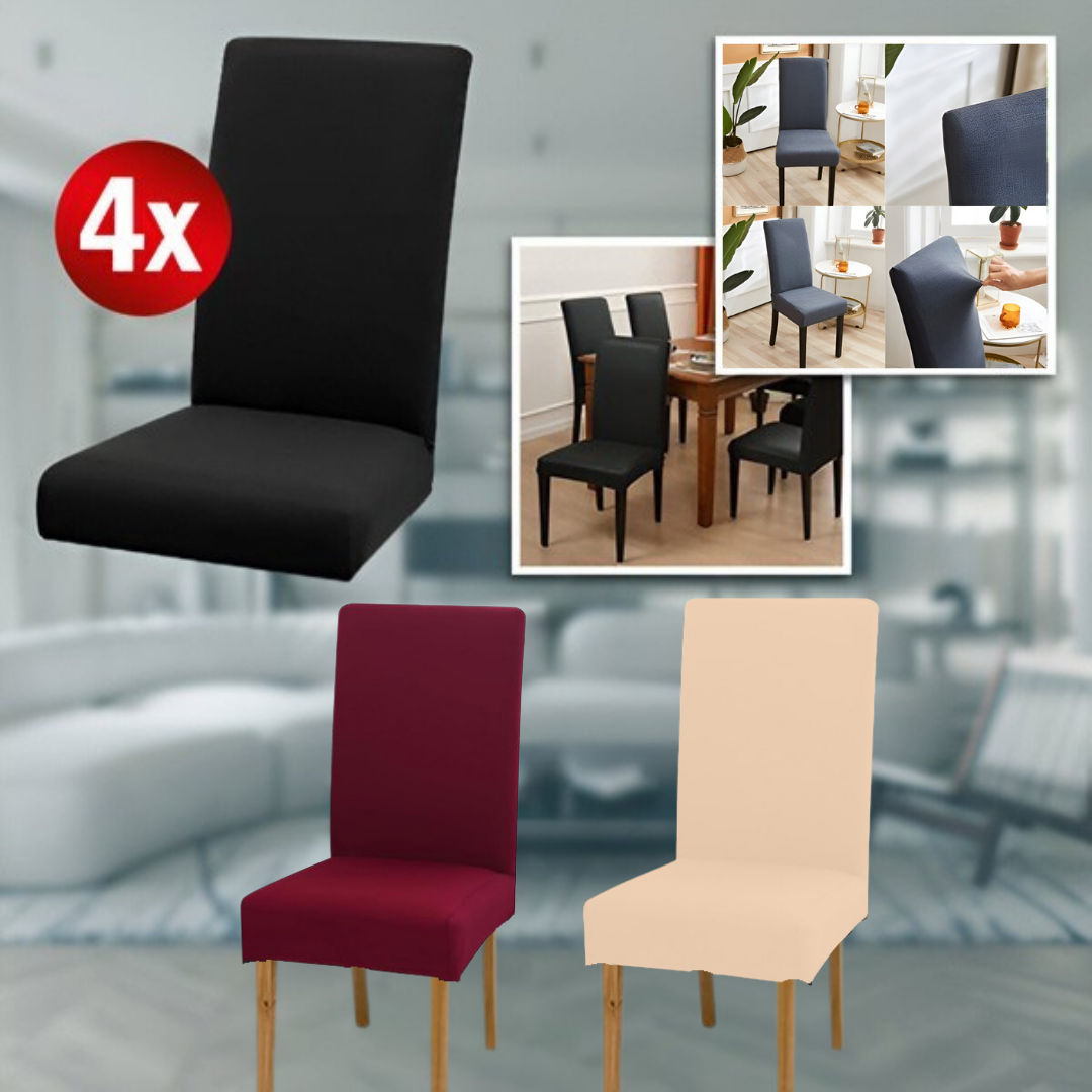 Chickw1 Stoelhoezen, set van 4 fluwelen stoelhoezen voor kantelstoelen, eetkamerstoelen, hoezen voor bruiloft, hotel, keuken, banket, feesten, stretch stoelhoezen (4, zwart